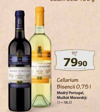 Víno Muškát moravský Cellarium Bisencii Zámecké vinařství Bzenec