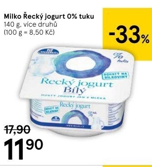 Bílý jogurt řecký 0% Milko