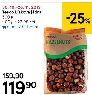Lískové ořechy Tesco
