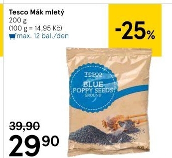 Mák modrý mletý Tesco