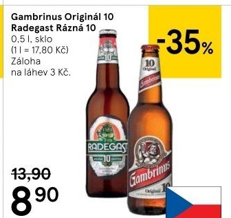 Pivo světlé výčepní Originál 10° Gambrinus