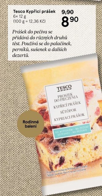 Prášek kypřicí do pečiva Tesco