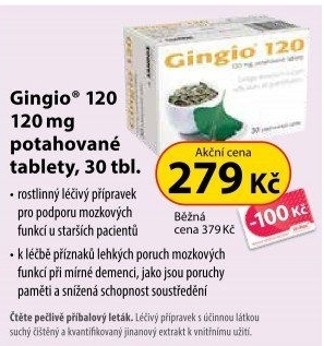 Doplněk stravy pro prokrvení mozku a končetin Gingio 120