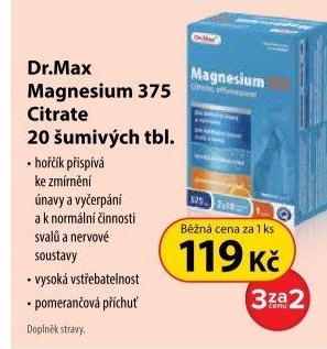 Dr.Max Magnesium Citrat 375 mg 20 šumivých tablet