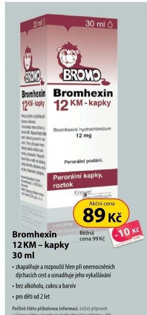Kapky k léčbě dýchacích cest Bromhexin Krewel