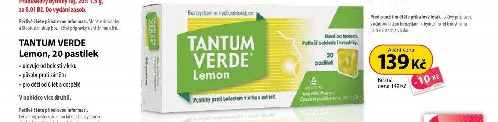 Pastilky proti bolesti v krku Tantum Verde