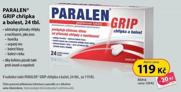 Tablety chřipka a kašel Grip Paralen