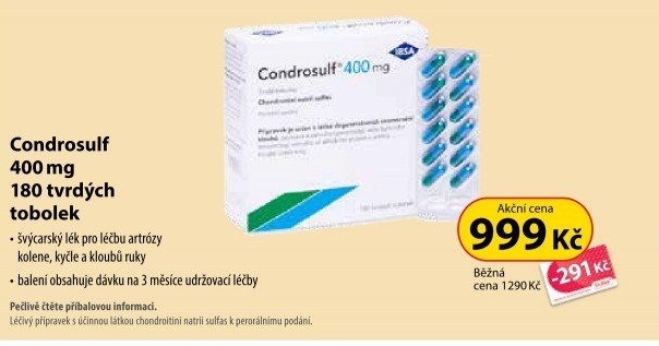 Tablety k léčbě artrózy Condrosulf 400 IBSA