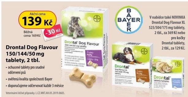 Tablety na odčervení psů Drontal Dog Flavour Bayer