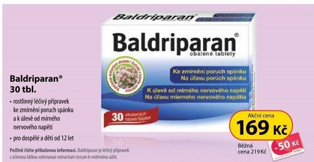 Tablety na poruchy spánku Baldriparan