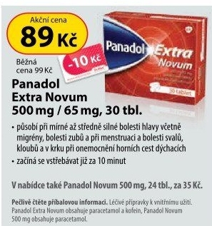 Tablety proti bolesti Extra Novum Panadol