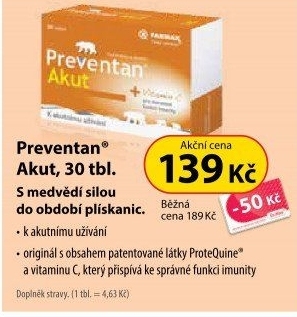 Tablety proti chřipce a nachlazení Akut Preventan