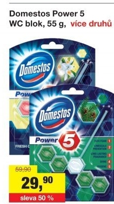 WC blok tuhý Power 5 Domestos