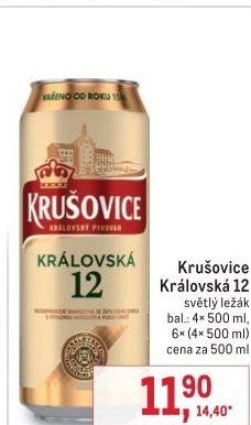 Pivo světlý ležák Královská 12° Krušovice