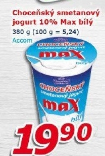 Bílý jogurt smetanový max Choceňský