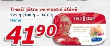 Játra tresčí ve vlastní šťávě King Oscar