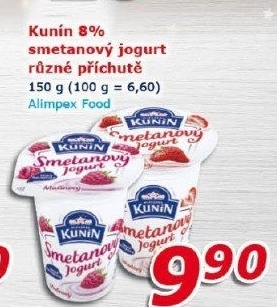 Ochucený jogurt smetanový Kunín