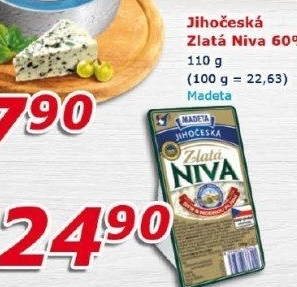 Sýr Niva zlatá Jihočeská 60% Madeta