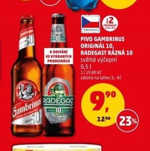 PIVO GAMBRINUS ORIGINÁL 10 / RADEGAST RÁZNA 10