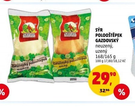 SÝR POLOOŠTĚPEK GAZDOVSKÝ neuzený, uzený 168/165 g