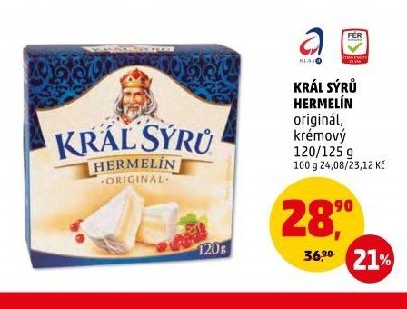KRÁL SÝRŮ HERMELÍN originál, krémový 120/125 g
