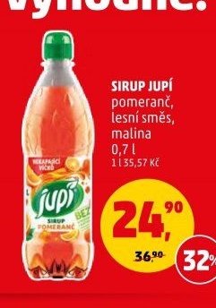 SIRUP JUPÍ pomeranč, lesní směs, malina 0,7 l