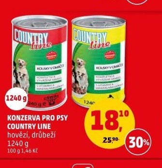 KONZERVA PRO PSY COUNTRY LINE hovězí, drůbeží 1240 g