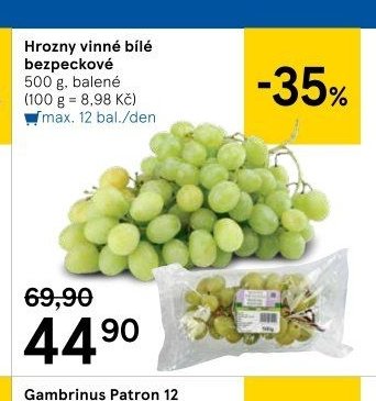 Hrozny vinné bílé bezpeckové