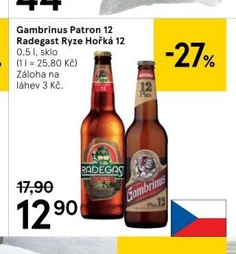 Gambrinus Patron 12, Radegast Ryze Hořká 12