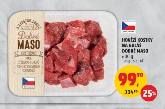 HOVĚZÍ KOSTKY NA GULÁŠ DOBRÉ MASO