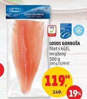 Losos Gorbuša filety mražený Nowaco