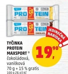 Proteinová tyčinka bez lepku Protein Maxsport - Penny Market akcniletaky.com
