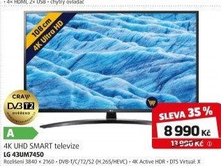 Smart 4K Ultra HD televize LG 43UM7450