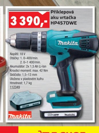 Příklepová aku vrtačka HP457DWE - UNI HOBBY akcniletaky.com