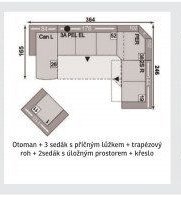Otoman + 3 sedák s příčným lůžkem + trapézový roh + 2sedák s úložným prostorem + křeslo - ASKO akcniletaky.com