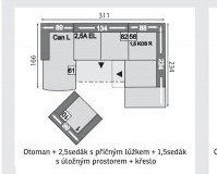 Otoman + 2,5edák s příčným lůžkem + 1,5sedák s úložným prostorem + křeslo - ASKO akcniletaky.com