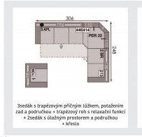 3sedák s trapézovým příčným lůžkem, potažením zad a područkou + trapézový roh s relaxační funkcí + 2sedák s úložným prostorem a područkou + křeslo - ASKO akcniletaky.com