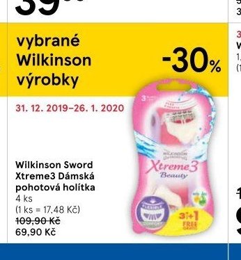 Wilkinson Sword Xtreme3 Dámská pohotová holítka