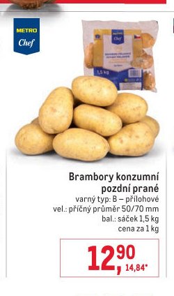 Brambory konzumní pozdní prané