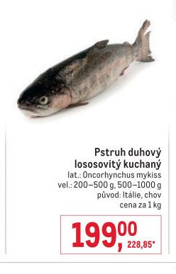 Pstruh duhový lososovitý kuchaný