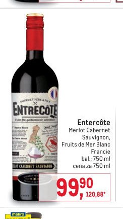 Entercôte Merlot Cabernet Sauvignon, Fruits de Mer Blanc