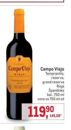 Campo Viejo Tempranillo, reserva, grand reserva