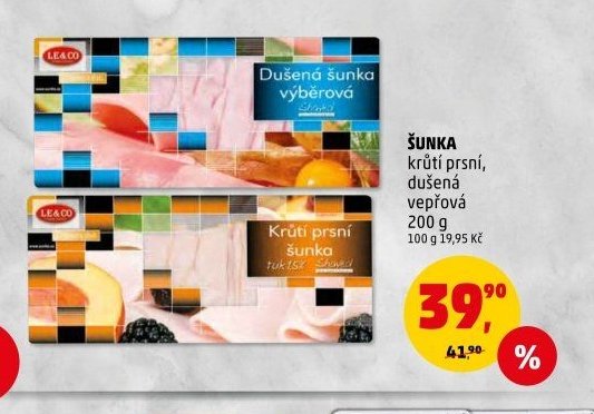 ŠUNKA krůtí prsní, dušená vepřová