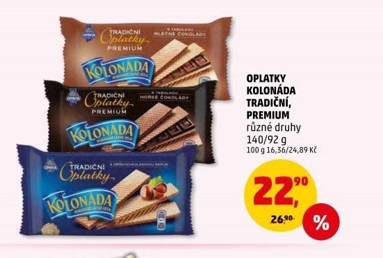 Oplatky Kolonáda tradiční, různé druhy