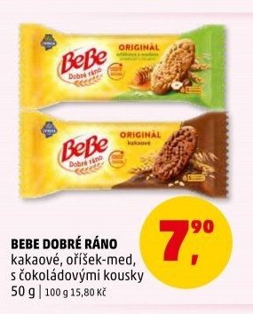 BeBe Dobré ráno kakaové, oříšek-med, s čokoládovými kousky