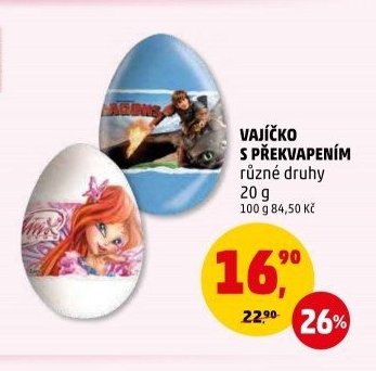 Vajíčko s překvapením různé druhy 20 g