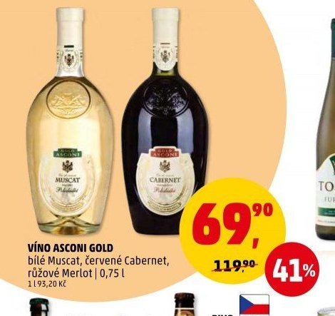 VÍNO ASCONI GOLD bílé Muscat, červené Cabernet, růžové Merlot