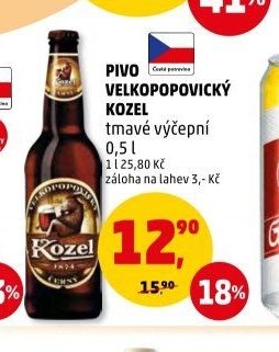 PIVO VELKOPOPOVICKÝ KOZEL tmavé výčepní