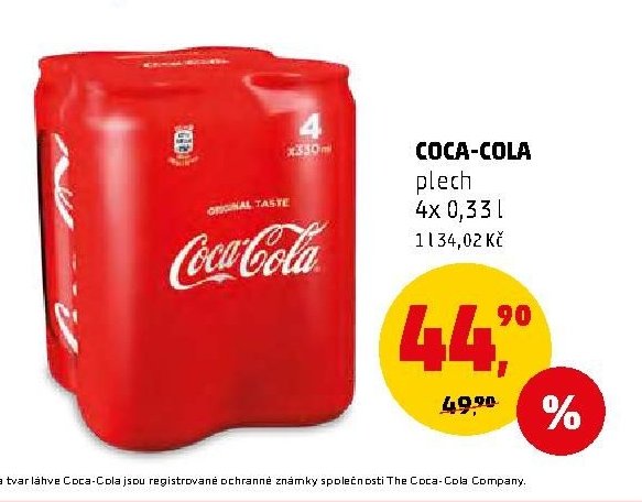 COCA-COLA plech 4x 0,33 l