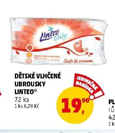 Dětské vlhčené ubrousky Linteo 72 ks